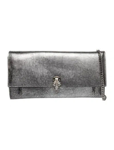 Pre-owned Alexander Mcqueen Skull Clutch In Silver