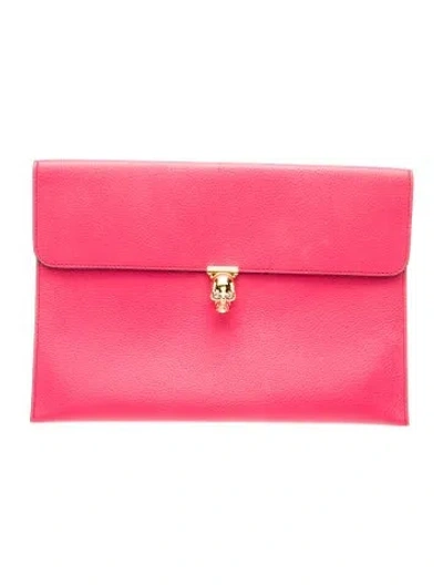 Pre-owned Alexander Mcqueen Skull Clutch W/ Tags In Red