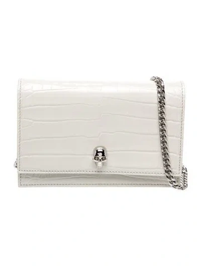 Pre-owned Alexander Mcqueen Skull Clutch In White