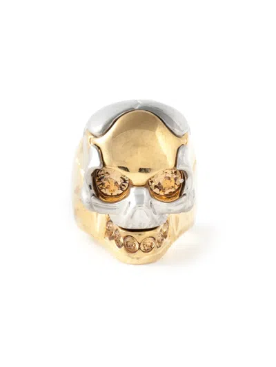 Alexander Mcqueen Skull Cocktail Ring In Gold