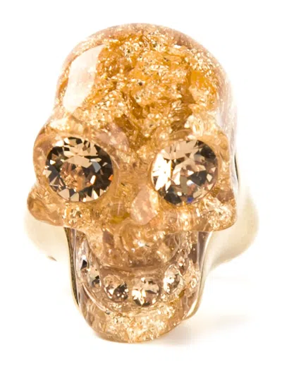 Alexander Mcqueen Skull Cocktail Ring In Gold