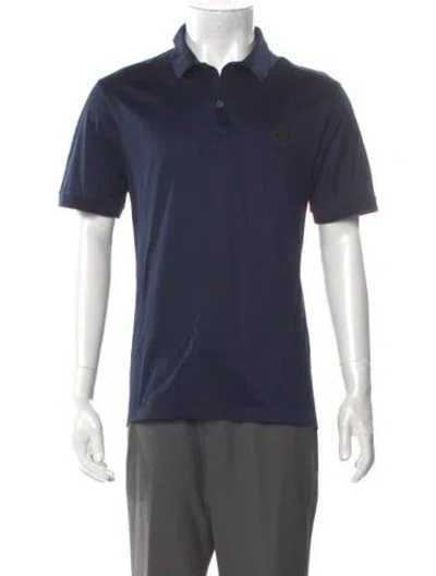 Pre-owned Alexander Mcqueen Skull Collar Polo Shirt In Blue