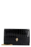 ALEXANDER MCQUEEN SKULL CROCO-PRINT LEATHER CLUTCH