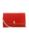 Alexander Mcqueen Skull Crocodile-effect Crossbody Bag In Red