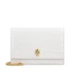 Alexander Mcqueen Skull Crocodile-effect Shoulder Bag In White
