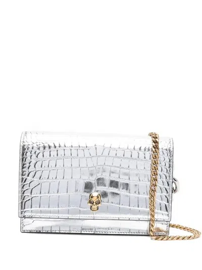 Alexander Mcqueen Skull Cross Body Bag In Silver
