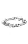 Alexander Mcqueen Skull, Crystal & Faux Pearl Bracelet In Metallic