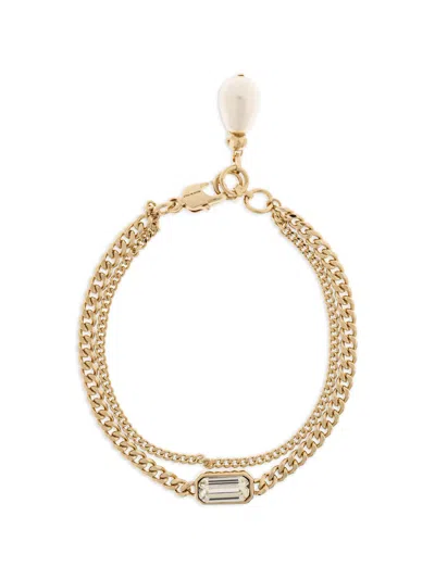 Alexander Mcqueen Skull Crystal Chain Bracelet In Pattern