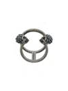 Alexander Mcqueen Double Skull Thin Ring In Silver
