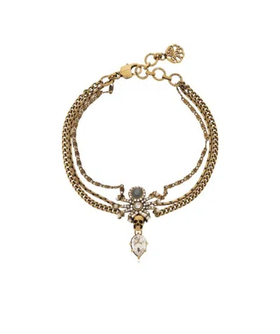 Alexander Mcqueen Skull-detail Chain-link Bracelet In Yellow