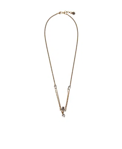 Alexander Mcqueen Skull-detail Chain Necklace In Yellow