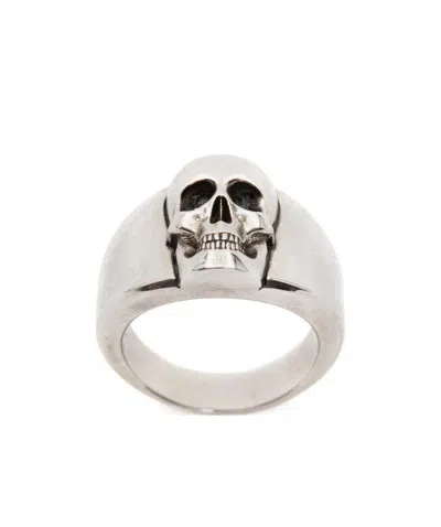 Alexander Mcqueen Skull-detail Silver-tone Ring In White