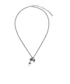 Alexander Mcqueen Rose And Skull Pendants Chain-linked Necklace In Gray