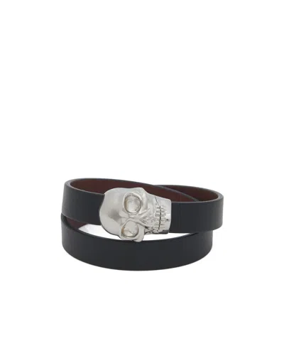 Alexander Mcqueen Skull Double Loop Bracelet In Black