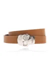 Alexander Mcqueen Skull Double Loop Bracelet In Pecan/palladium