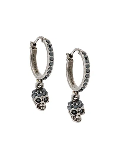 Alexander Mcqueen Skull Drop Earrings In Metallic