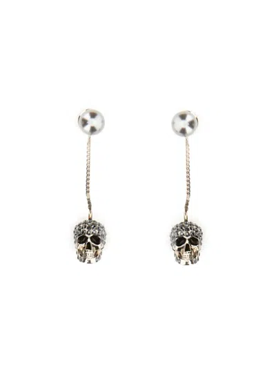 Alexander Mcqueen Skull Earrings In Silver