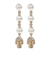 Alexander Mcqueen Skull And Pearl Earrings In Pale Gold Accessories In Multi