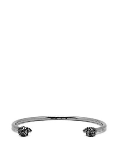 Pre-owned Alexander Mcqueen Skull-embellished Bracelet In Silver