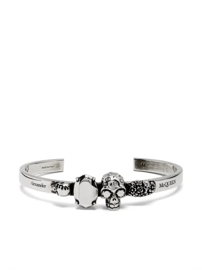 Alexander Mcqueen Skull-embellished Bracelet In Silver