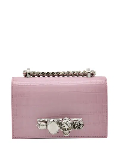 Alexander Mcqueen Skull-embellished Crocodile-effect Leather Shoulder Bag