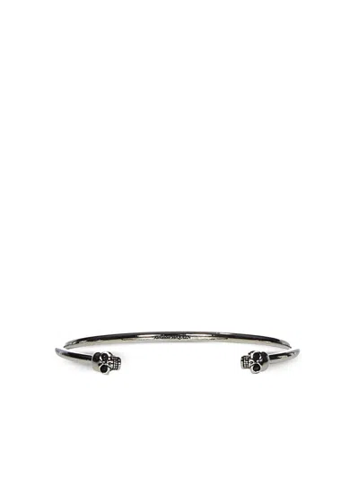 Alexander Mcqueen Skull-embellished Cuff Bracelet In Silver
