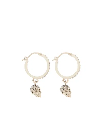 Alexander Mcqueen Skull Embellished Hoop Earrings In Gold