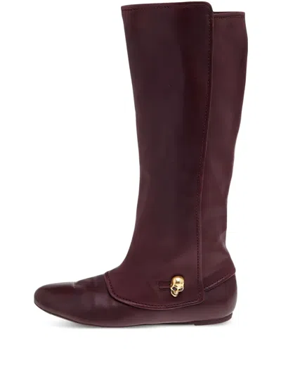 Pre-owned Alexander Mcqueen Skull-embellished Knee-high Boots