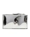 Alexander Mcqueen Skull-embellished Metallic-effect Wallet In Gray