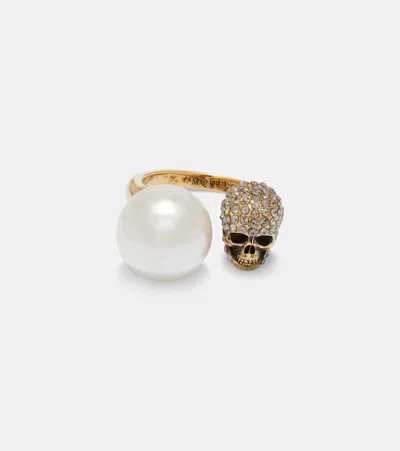 Alexander Mcqueen Skull Embellished Ring In Silver