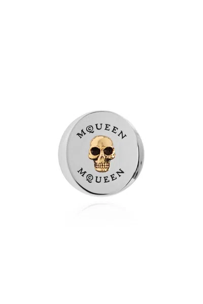 Alexander Mcqueen Round Single Earring In Silver