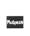 Alexander Mcqueen Quilted Leather Card Holder With Printed Logo In Black