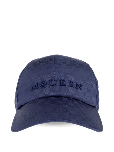 Alexander Mcqueen Skull-embossed Cap In Blue