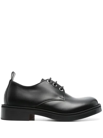 Alexander Mcqueen Black Leather Lace-up Shoes In Nero