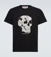Alexander Mcqueen Skull Embroidered Cotton Jersey T-shirt In Black
