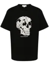 Alexander Mcqueen Skull Embroidered Cotton Jersey T-shirt In Black