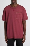 Alexander Mcqueen Skull Embroidered Pocket T-shirt In Rust/bordeaux