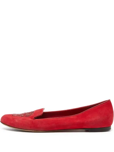 Pre-owned Alexander Mcqueen Skull-embroidered Slippers
