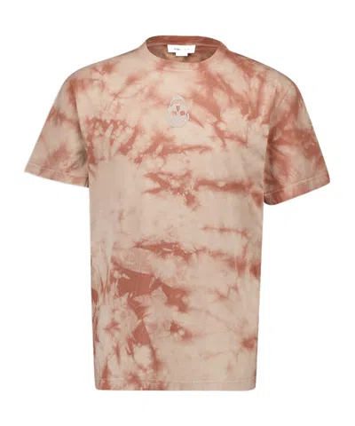 Alexander Mcqueen Skull Embroidered Tie-dyed T-shirt In Neutral
