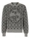 Alexander Mcqueen Geometric Pattern Knit Sweater With Crew Neck In Gray
