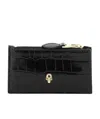 Alexander Mcqueen Skull Zipped Leather Credit Card Case In Black