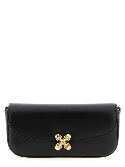 Alexander Mcqueen Skull Flower Small Crossbody Bag In Black