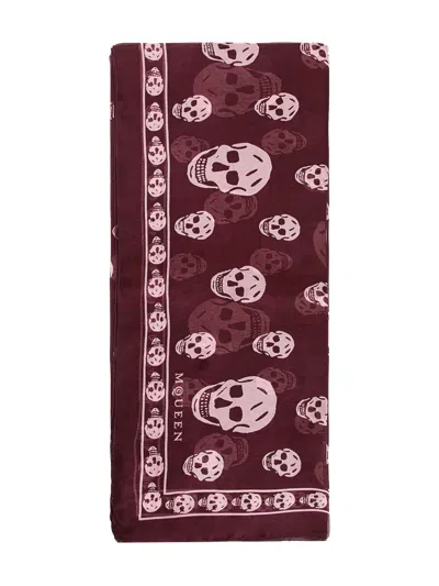 Alexander Mcqueen Skull Foulard Scarve In Red