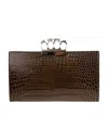 Alexander Mcqueen Skull Four Ring Clutch Bag In Brown