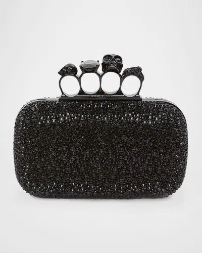 ALEXANDER MCQUEEN SKULL FOUR-RING SPIKE CRYSTAL CLUTCH BAG