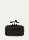 Alexander Mcqueen Skull Crystal Embellished Four-ring Box Clutch In Black