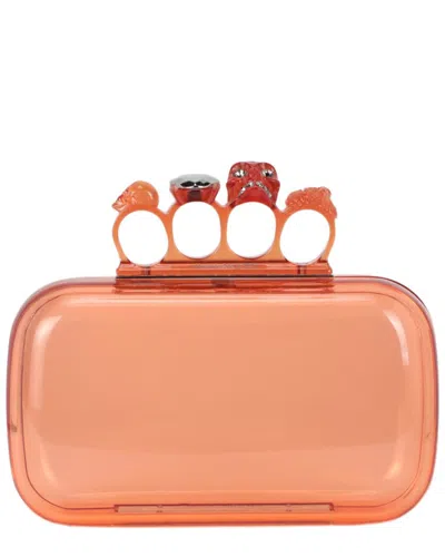 Alexander Mcqueen Skull Four-ring Rubber Clutch In Orange