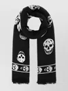 Alexander Mcqueen Skull Frayed Wool Scarf In White