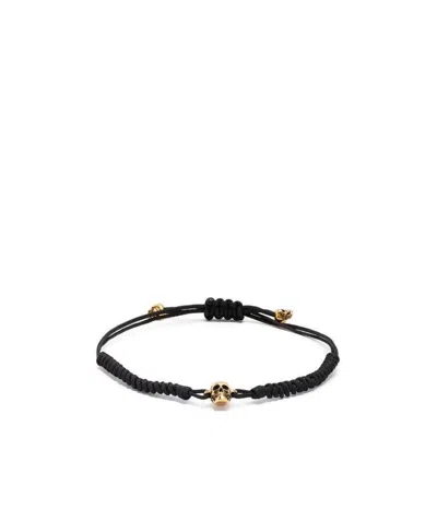 Alexander Mcqueen Skull Friendship Bracelet In Black