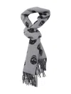 Alexander Mcqueen Skull-pattern Fringed Scarf In Gray